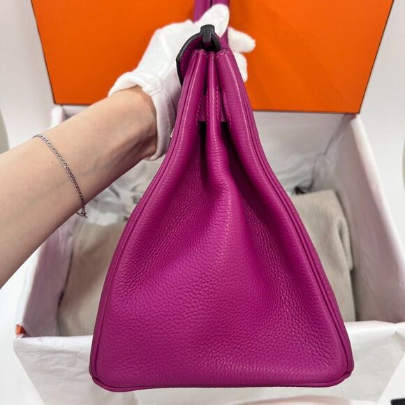 100% Authentic Hermès Birkin 30 in Rose Pourpre Togo with PHW Stamp A - Picture 4 of 14